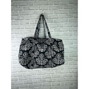 Vera Bradley Large Traveler Duffel Chandelier Noir Black Floral Retired